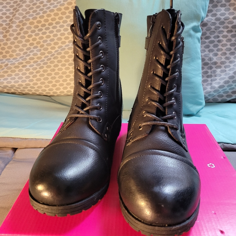 Black zip on boots.